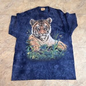 The Mountains Y2K Tiger Tye Dye Tshirt XXL Navy Blue